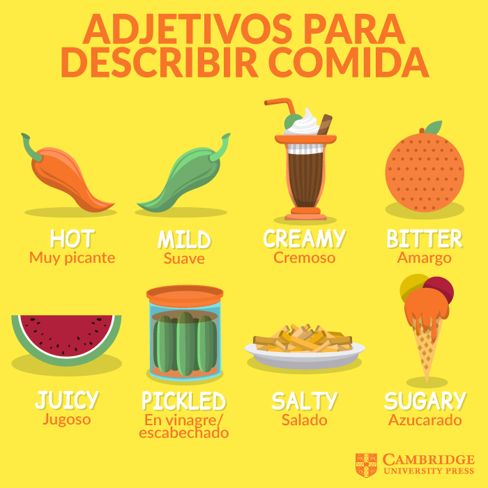 En este momento estás viendo Adjetivos para describir comida en inglés: ejemplos y usos