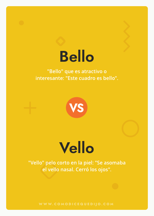 En este momento estás viendo Bello vs Vello: Diferencias y ejemplos claros
